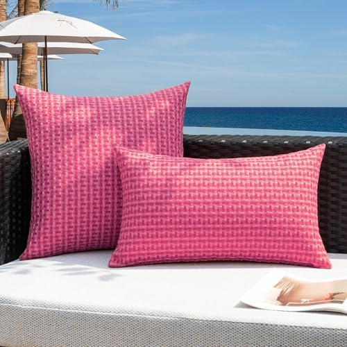 Kevin Textile Waterproof Throw Pillow Covers Pack of 2 Hot Pink