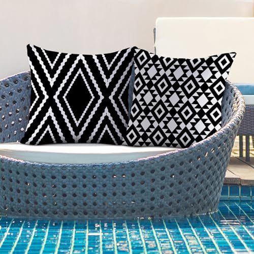 NIGHTWISH Waterproof Pillow Covers Set of 4 Black White