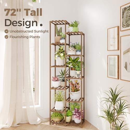 Bamworld 11-Tier Tall Plant Stand Wooden Display Rack