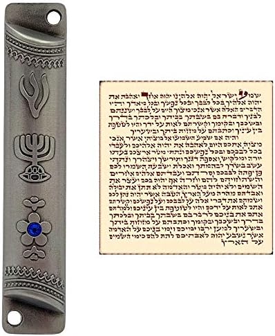 Set of 3 Pewter Mezuzah Cases with Scroll for Door