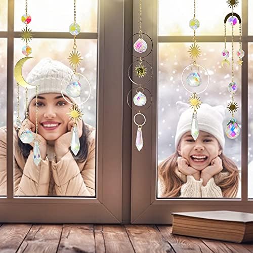 6 Piece Colorful Crystal Suncatcher Set with Chain