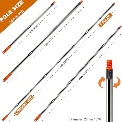 8 PCS Paint Roller Extension Pole Set