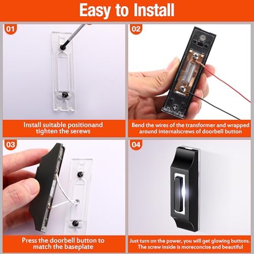 Enhon Solid Metal Doorbell Button with LED Light