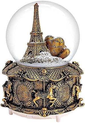LED Music Snow Globe with Eiffel Tower Decor