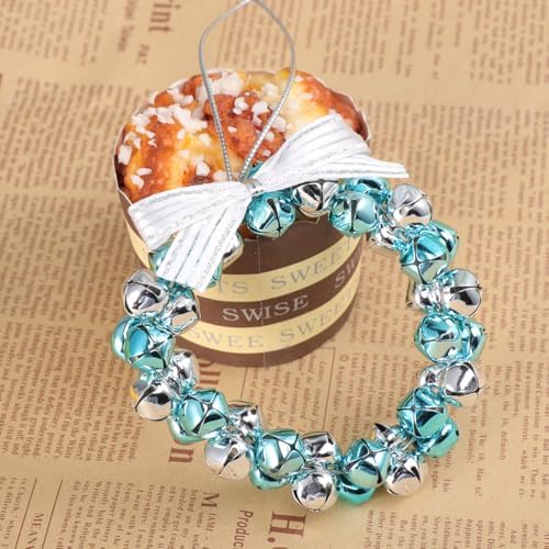 SUPVOX Silver Blue Christmas Jingle Bell Door Wreath