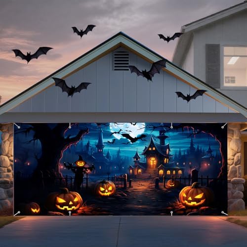 Spooky Halloween Garage Door Banner 7x16 Ft
