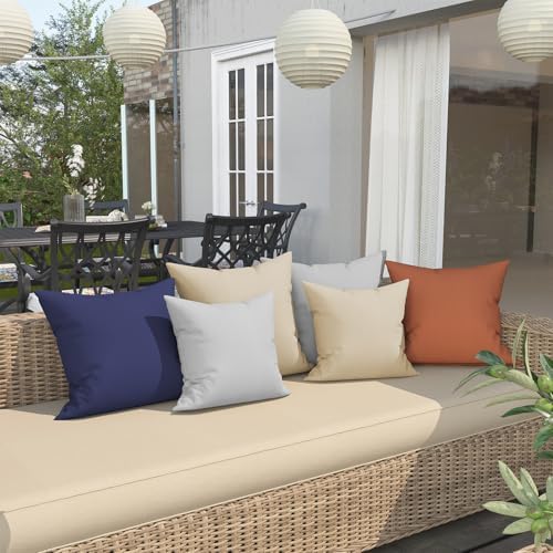 Metliv Premium 18x18 Inch Outdoor Throw Pillows 2 PCS - Waterproof Beige