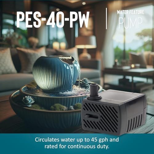 Little Giant PES-40-PW Fountain Pump with 6-Foot Cord and Flow Control Valve