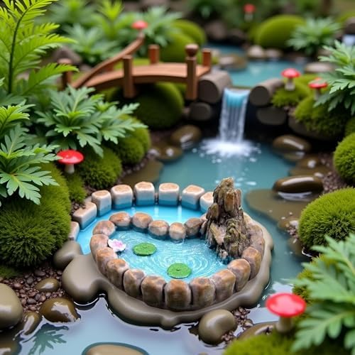 Blue Love Lotus Pond Fairy Garden Ornament