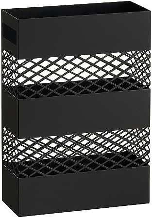 LANDVOI Umbrella Stand Slim Metal Holder for Entryway with Removable Drip Tray and Weighted Base