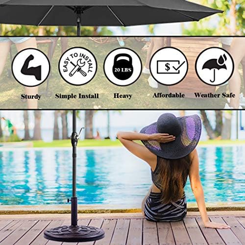 Heavy Duty Umbrella Stand with Cast Stone Base