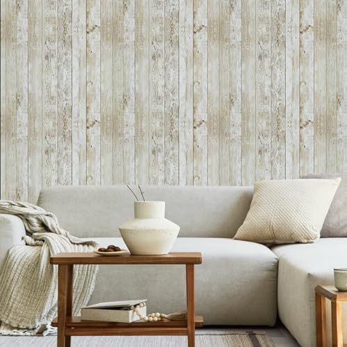 Abyssaly Contact Paper Vintage Wood Shiplap Wallpaper Peel and Stick Decorative Furniture 1771 X 393