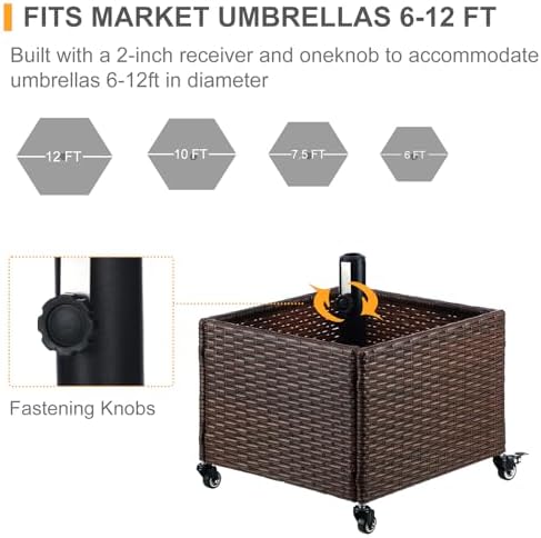 SUNNYPARK Heavy Duty Umbrella Stand with 4 Wheels