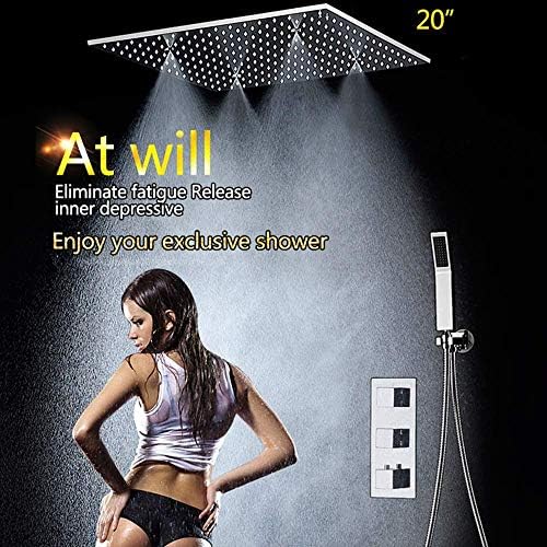 20 Inches Tatic Rain Stainless Steel Shower Combo Set Ceiling Mounted