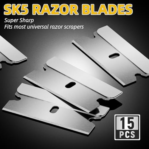 DIYSELF 1 Pack Razor Blade Scraper with 15 Blades