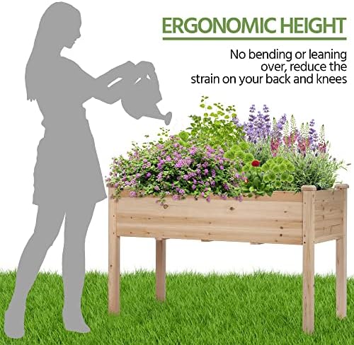 Yaheetech Raised Garden Bed 48x24x30in Wooden Planter Box with Legs