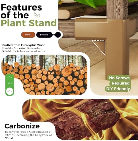 Bamworld 10-Pot Plant Stand for Indoor and Outdoor Use