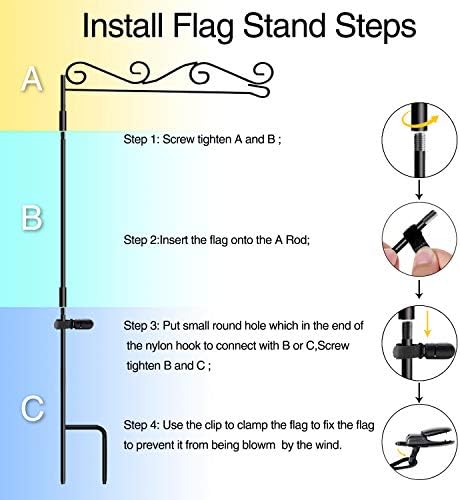 HOOSUN Garden Flag Stand 378 High Black Metal Pole Holder