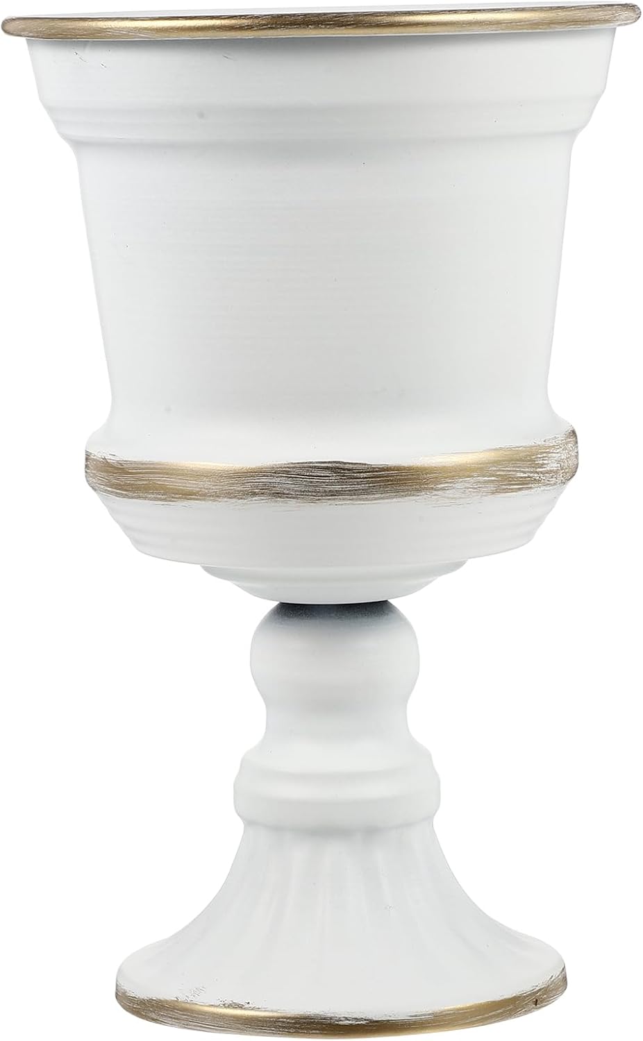 Yardwe White Iron Urn Planters for Outdoor Decor 12