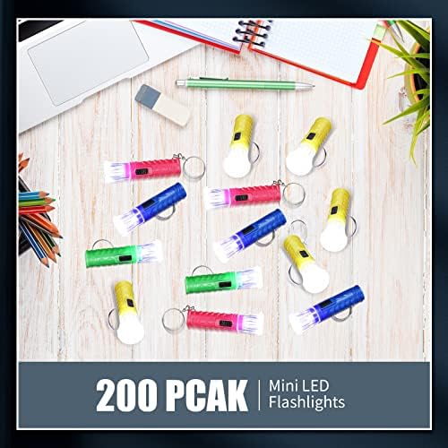 Geelin 200 Pcs Mini Flashlight Keychain 6 Colors