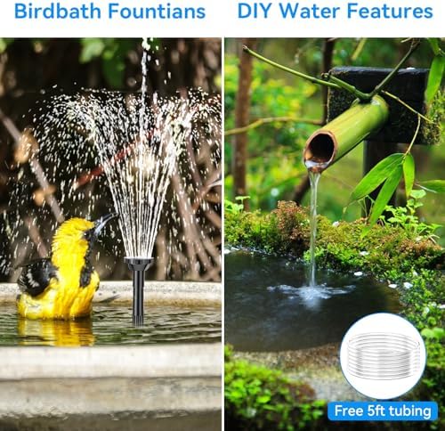 POPOSOAP Solar Fountain Pump with 3000mAh Battery for Bird Bath and Water Gardens