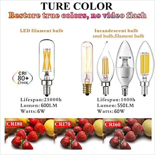 LiteHistory 6W Dimmable LED E12 Bulb 6Pack 2700K Warm White