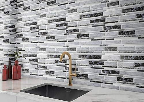 Subway Tile Peel and Stick Faux Marble Backsplash 10pc Pack