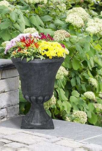 Southern Patio Winston 16x21 Inch Matte Black Urn Planter with Removable Base
