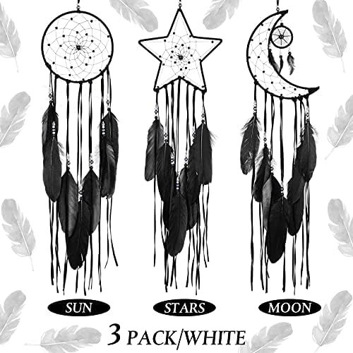 Jetec 3 Pcs Dream Catcher Moon Sun Star Design Handmade Wall Art