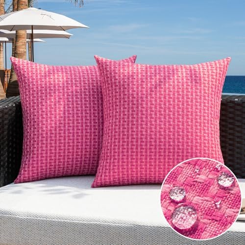 Kevin Textile Waterproof Throw Pillow Covers Pack of 2 Hot Pink
