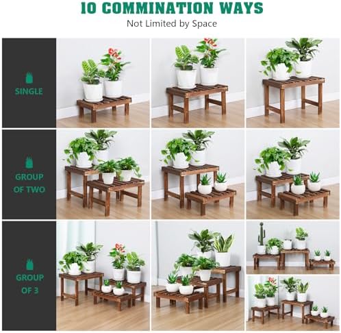 COOGOU 3 Tiered Plant Stand Shelf Rack Holder for Indoor Outdoor Use