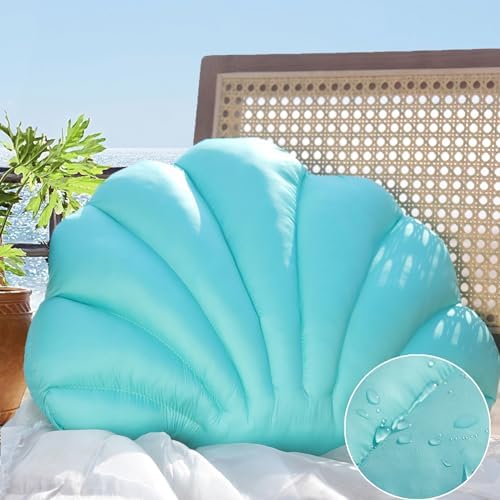 YRXRUS Turquoise Seashell Throw Pillow 13x10 Inch Waterproof Outdoor Decor