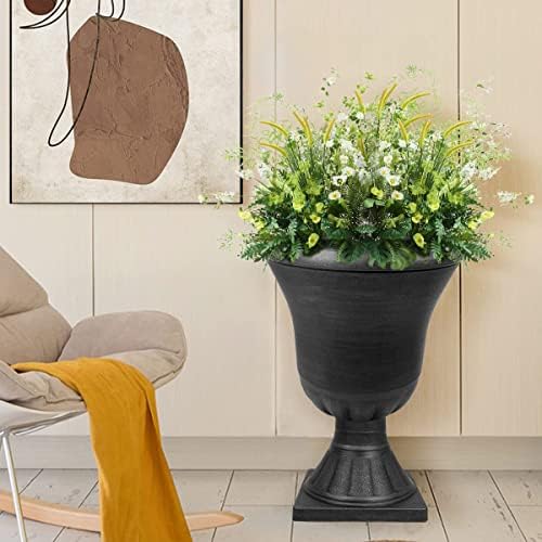 Worth Garden 2-Pack Black Resin Planters with Drainage