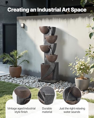 VEVOR 4961 in Tall Waterfall Fountain with LED Light and Pump