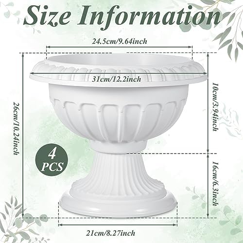 Zhehao 4 Pcs Classic Urn Planters White Vases