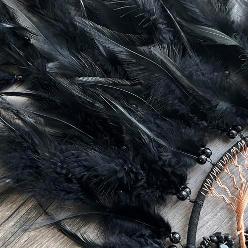 Moon Dream Catchers with Chakra Agate Stones Crystal Tree Wall Decor Black