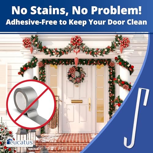 Non Scratch Clear Wreath Hanger 2 Pack 12in Hooks for Doors and Windows
