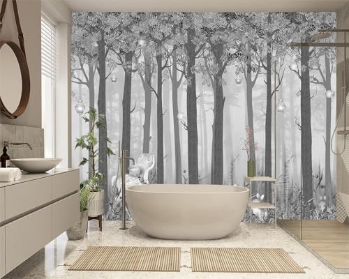 Grey Forest Mountain Wall Mural - 154 x 105
