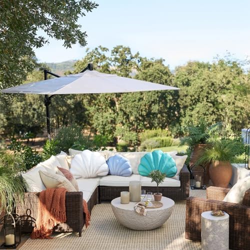 YRXRUS Turquoise Seashell Throw Pillow 13x10 Inch Waterproof Outdoor Decor