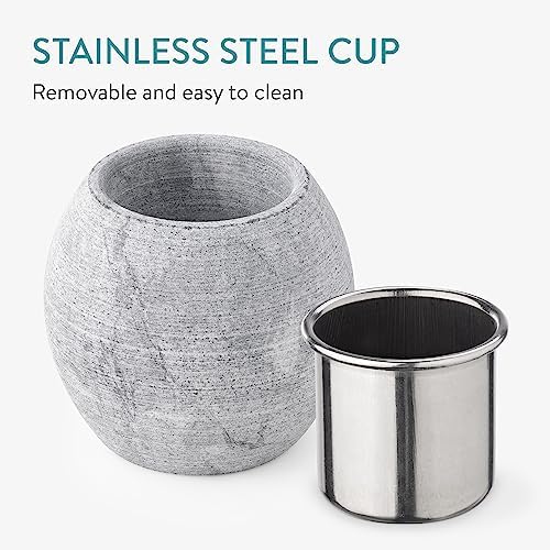 Navaris Sauna Aromatherapy Stone Cup - Soapstone Aroma Bowl for Home Sauna