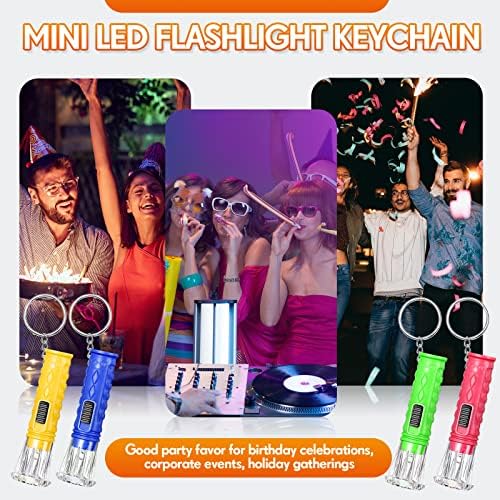 Jexine 100 Pcs Mini Flashlight Keychain Bright LED Light
