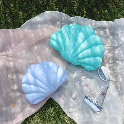 YRXRUS Turquoise Seashell Throw Pillow 13x10 Inch Waterproof Outdoor Decor