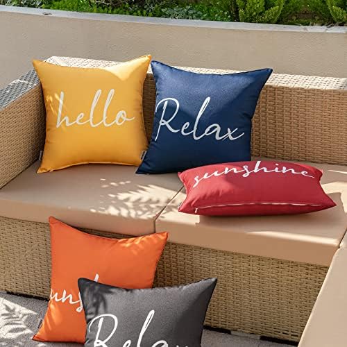 MIULEE Waterproof Outdoor Pillow Covers Set of 2 Blue 18x18 Inch
