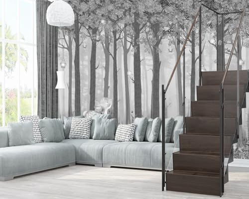 Grey Forest Mountain Wall Mural - 154 x 105