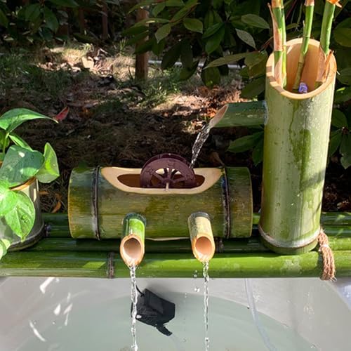 VICASKY 2pcs Miniature Tabletop Fountain Wood Water Wheel Decorations