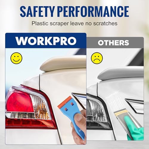 WORKPRO 3-Piece Plastic Razor Blade Scraper with 120 Blades