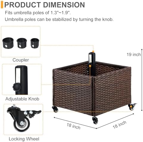 SUNNYPARK Heavy Duty Umbrella Stand with 4 Wheels