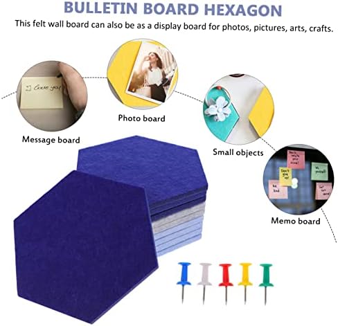 Zerodeko 10pcs Hexagon Felt Bulletin Board for Wall Decoration Easy Install No Damage