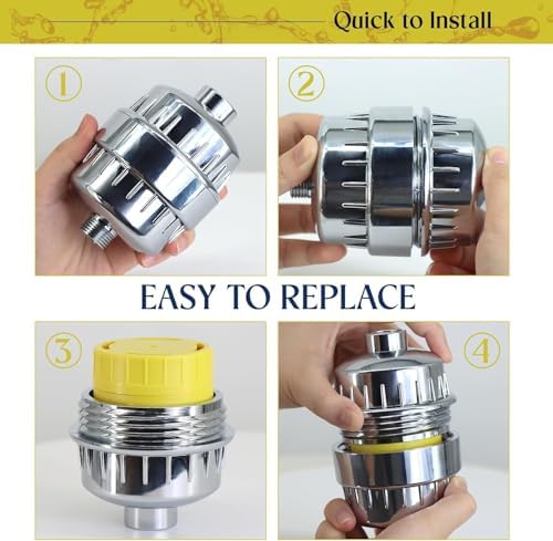 High Output Universal Shower Filter Cartridge with Vitamin C Lemon Scent 1 Pack for Chlorine and Heavy Metal Removal