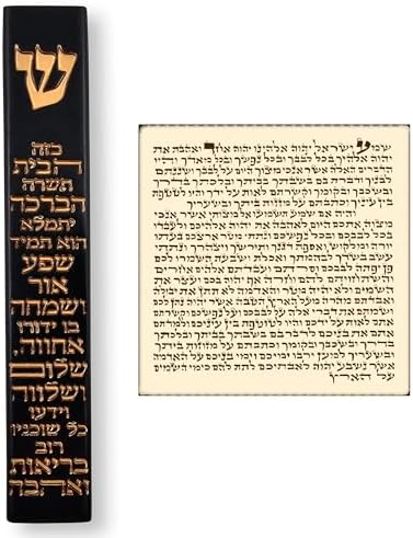 TALISMAN4U Modern Black Mezuzah Case with Scroll and Gold Shin